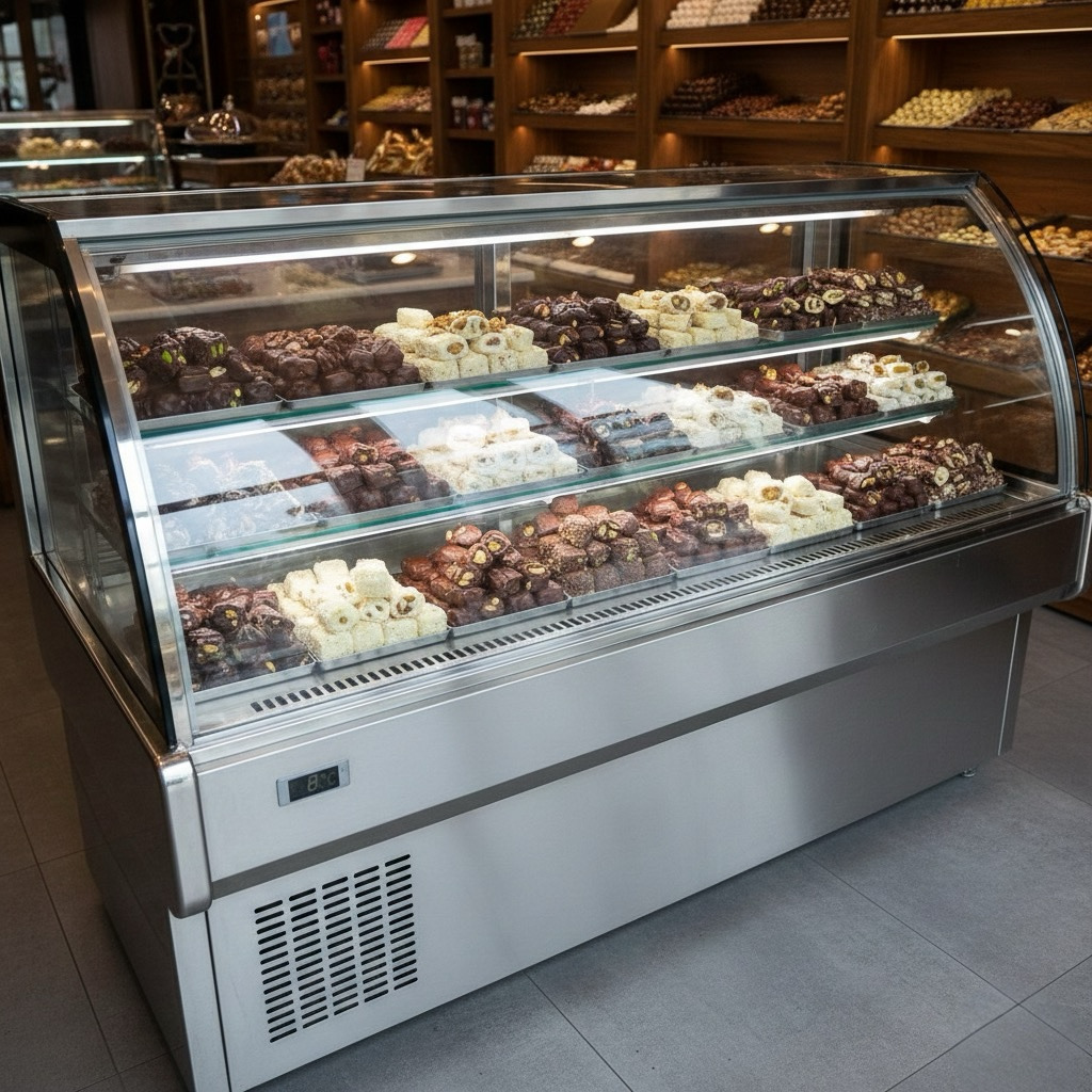 Lüks Tasarım Şekerleme Tezgahı - LED Aydınlatmalı Paslanmaz Çelik